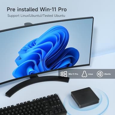 Bmax Mini PC B1 Pro Intel Gemini Lake N4000 (Up to 2.6GHz), 8GB LPDDR4 128GB eMMC Support M.2 SSD Expansion (512GB/2TB), 4K Dual Display 2.4G/5G WiFi & BT4.2 Mini Desktop Computer for Home/Office - Image 5