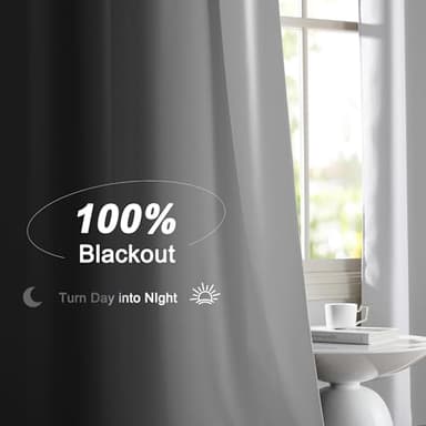 NICETOWN 100% Blackout Curtain Panels, Rod Pocket Window Curtains with Black Liner for Nursery, 84 inches Drop Cold and Full Light Blocking Draperies (White, 2 Pieces, 52 inches Wide Each Panel) - Image 2