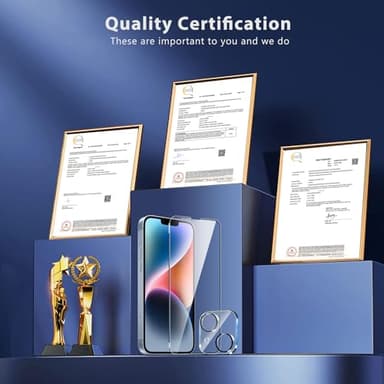 QHOHQ 3 Pack Screen Protector for iPhone 14 / iPhone 13 [6.1 Inch] with 3 Pack Tempered Glass Camera Lens Protector, Ultra HD, 9H Hardness,Case Friendly - Image 4