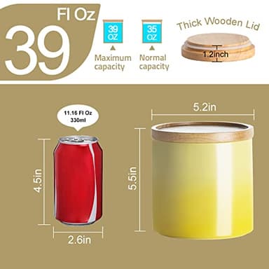 Sweejar Kitchen Canisters Ceramic Food Storage Jar, Stackable Containers with Airtight Seal Wooden Lid for Serving Coffee Bean, Flour, Tea, Spice and More - 39 Fl Oz (Red) - Image 3