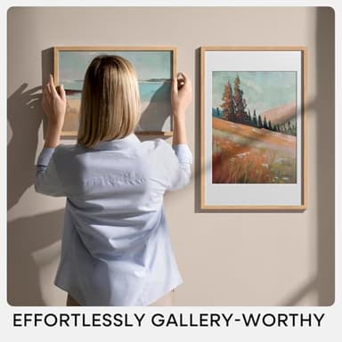 Homeforia 18x24 Poster Frame Wood, High End Natural Oak 18x24 Light Wooden Picture Frame with Mat 16x20, 18 by 24 Frames Matted to 16 x 20 Photo, 24by18 Thin Frames, Tempered Glass, Wall Kit, Set of 1 - Image 2