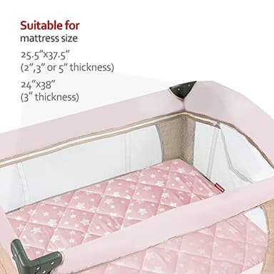 Pack and Play Sheets Fitted, Breathable Thick Playard Lovely Print Cover 39"×27"×5" Compatible with Graco Pack n Play, Pink Star - Image 6