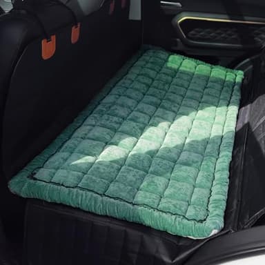 AEEISHOMEREFORM Backseat Pet Bed Mat, Truck Plaid Dog Bed for Car Back Seat, Deluxe Dog Seat Covers, Non-Slip Travel Pet Mat, Fit for Backseat Extenders and Trucks SUVs (Green, 24.8x54 inch) - Image 1