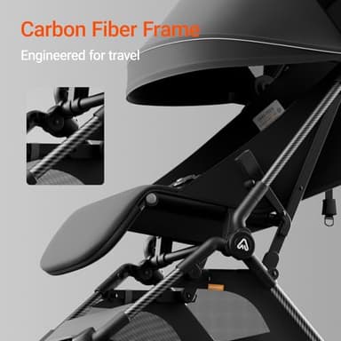 MAMAZING Lightweight Baby Travel Stroller with Carbon Fiber Frame, Compact & Airplane-Friendly, One-Handed Folding Design, 11.6 lbs, Perfect for Toddlers, Jet - Image 3