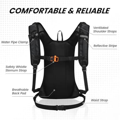 Nepest Hydration Pack Backpack for Women & Men, Lightweight Water Backpack with 2L Water Bladder for Hiking Cycling Running Biking, Black - Image 5