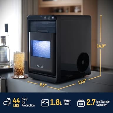 Newair Nugget Ice Maker Countertop, 44 lbs in 24 Hours Ice Machine Nugget, Self Cleaning Ice Maker in Black Stainless Steel, Perfect for Home Bar, Kitchen Countertop, RV, Home Office - Image 6