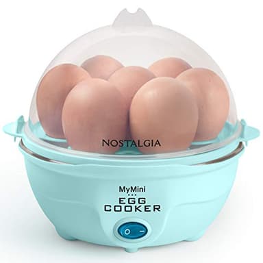 Nostalgia Retro Electric Large Hard-Boiled Egg Cooker, 7 Capacity, Poached, Scrambled, Omelets, Whites, Sandwiches, for Keto & Low-Carb Diets, Aqua - Image 1