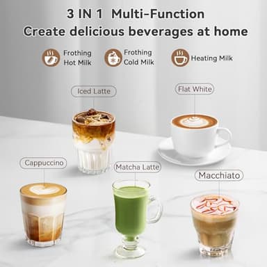 Secura Milk Frother, Electric Milk Steamer Stainless Steel, 8.4oz/250ml Automatic Hot and Cold Foam Maker and Milk Warmer for Latte, Cappuccinos, Macchiato, 120V - Image 3