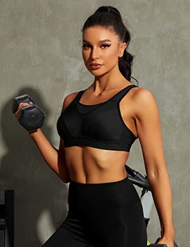 Wingslove Women's Full Coverage High Impact Wirefree Workout Non Padded Sports Bra Bounce Control (Black,36DDD) - Image 8