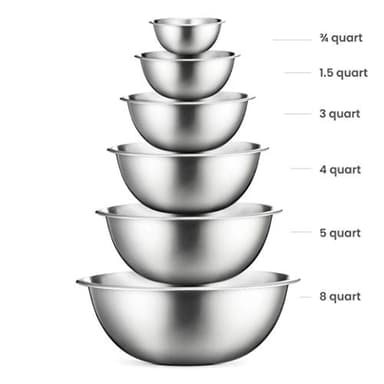 FineDine Stainless Steel Mixing Bowls Set, Dishwasher Safe, Up To 8 Quart Metal Mixing Bowls For Kitchen, Nesting, Large, Small, Big Food Prep, Cooking, Baking - Image 2