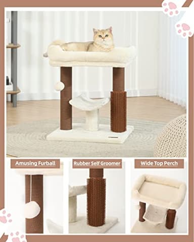 Hoopet cat Tree Tower,cat Scratching Post for Indoor Cats,Featuring with Super Cozy Perch,Cat Self Groomer and Interactive Dangling Ball Great for Kittens and Cats - Image 4
