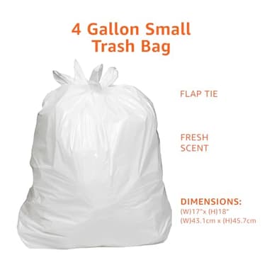 Amazon Basics 4 Gallon Trash Bags, Flap Ties, Fresh Scent, 80 Count, Pack of 1 - Image 3