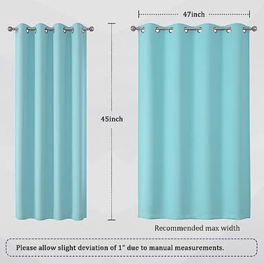 DUALIFE Aqua Curtains for Living Room Bedroom Light Blocking Window Curtains Triple Weave Room Darkening Curtain Panels Thermal Insulated Grommet Top 52X45 - Image 6