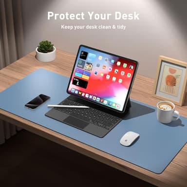 Aothia Leather Desk Pad Protector, Office Mat, Large Mouse Pad, Non-Slip PU Leather Blotter, Laptop Desk Pad, Waterproof Writing Pad for Office and Home (Denim Blue, 31.5" x 15.7") - Image 4