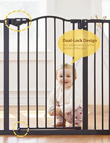 InnoTruth 29-39.6” Baby Gate for Stairs & Doorways, 30" Tall Pressure Mount Pet Gates, Easy Step Auto Close Both Sides Walk Thru Child Gate, Dual-Lock Safety Design and One-Hand Operation, Black - Image 4