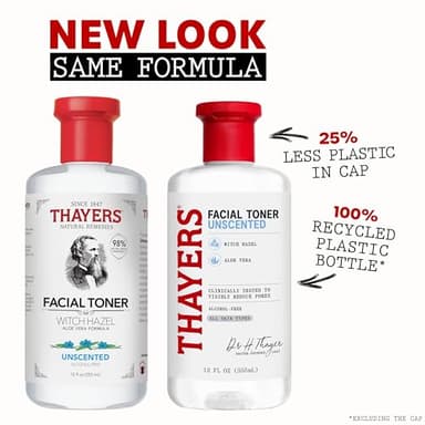 THAYERS Alcohol-Free, Hydrating, Unscented Witch Hazel Facial Toner with Aloe Vera Formula, Vegan, Dermatologist Tested and Recommended, 12 Oz (Packaging May Vary) - Image 2
