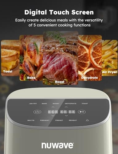 Nuwave Brio Plus 8 Qt Air Fryer, PFAS Free, New & Improved, Digital Touch Screen, Cool White Display, 50°F~400°F in Precise 5°, 5 Cook Functions, 100 Presets & 50 Memory, 3 Wattages 700, 1500, 1800 - Image 5