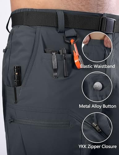 Shallowlulu Mens Cargo Hiking Shorts Water Resistant Quick Dry Lightweight Breathable Tactical Shorts with Nylon Belt(Steel Grey 32W/10L) - Image 5