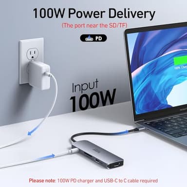 USB C Docking Station Dual HDMI Monitor, USB C to Dual HDMI Adapter with 2HDMI Ports, PD Charging, SD/TF, USB A&C 3.0 Ports, Laptop Docking Station for Dell XPS/HP/Lenovo/Surface/Yoga etc - Image 5