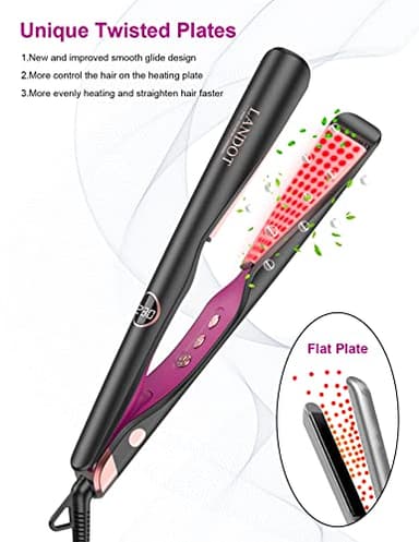 LANDOT Hair Straightener and Curler 2 in 1 - Twist Straightening Curling Iron Combo - Flat Iron Curling Iron in One for Curl Wave Straighten Hair - Image 4