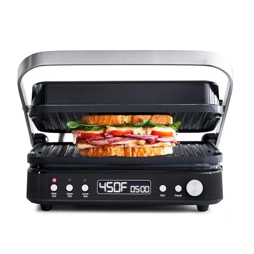 GreenPan 6-in-1 Multifunction Removable Plate Indoor Grill & Electric Griddle, Diamond Infused PFAS Free Ceramic Nonstick Reversible Plates, Opens Flat, Adjustable Temp, Panini Press, Black - Image 1