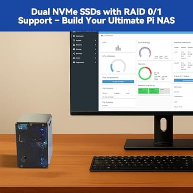 Pironman 5-MAX Dual NVMe M.2 SSD PCIe PC Case for Raspberry Pi 5 NAS RAID 0/1 Hailo-8L AI Accelerator PWM Tower Cooler+Dual RGB Fans, 0.96" OLED Module, Safe Shutdown, Standard HDMI(RPI5 Not Included) - Image 6