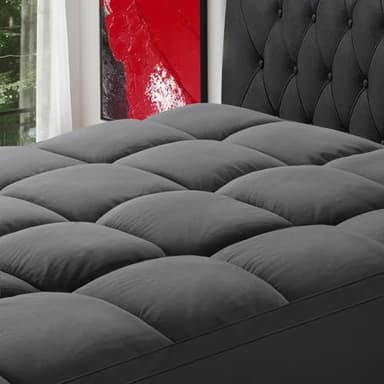 SOPAT Mattress Topper Queen Size Extra Thick Mattress Pad 8-21" Deep Pocket Soft Down Alternative Fill Mattress Protector Pillow Top Mattress Cover (60x80 Inches, Dark Grey) - Image 1