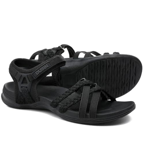 UBFEN Womens Hiking Comfort Sport Sandals Beach Vacation Camping Casual Sport Sandals with Adjustable Straps and Arch Support Size US 7 Black - Image 1
