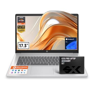 HP 2025 17 inch Laptop Business, 17.3" IPS FHD Display, AMD Ryzen 5 (Beats i7-1165G7), Ms Office Lifetime, Win 11 Pro, AI Copilot, w/Accessory, Numeric Keypad, WiFi 6 (32GB RAM + 1TB SSD) - Image 1