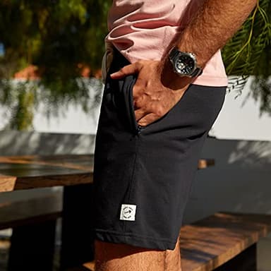maamgic Mens Sweat Shorts 7" Above Knee Workout Gym Shorts Lounge Shorts with Zipper Pockets Black X-Large - Image 4