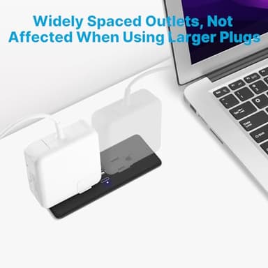 CCCEI Recessed Power Strip with Outlet and USB C Ports, Furniture Flush Mount Power Strip, Small Desk Hidden Outlet for Conference Table, Nightstand, Black, 10FT. - Image 6