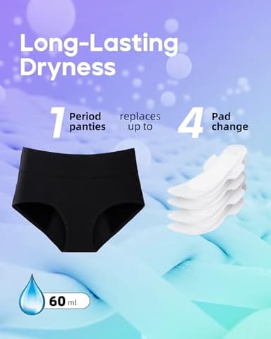 Dtuomo Period Underwear for Women Heavy Flow, Absorbency LeakProof Postpartum Underwear Period Panties Women Menstrual Briefs - Image 3