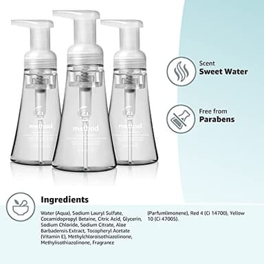Method Foaming Hand Soap, Sweet Water, Paraben and Phthalate Free, Biodegradable Formula, 10 fl oz (Pack of 3) - Image 8