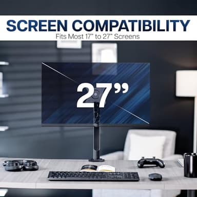 VIVO Heavy Duty Single Monitor Tension Arm for up to 27 inch Screens, Holds 14.3 lbs, Premium Desk Mount Stand, Black, STAND-V101O - Image 7