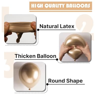 PartyWoo Chrome Gold Balloons 101 pcs 12 Inch Metallic Gold Latex Balloons for Graduation Baby Shower Gender Reveal Christmas Wedding New Year Anniversaries Birthday Party Decorations Gold-G127 - Image 7