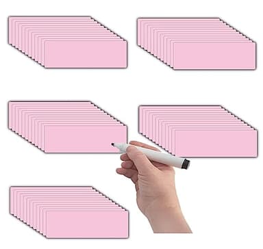 Magnetic Dry Erase Magnets Labels(1x3,Pack of 60),Organizing Schedules in Office/Classroom.Reusable Name Tags on Fridge/White Board,Pastel Colors(Light Pink) - Image 1