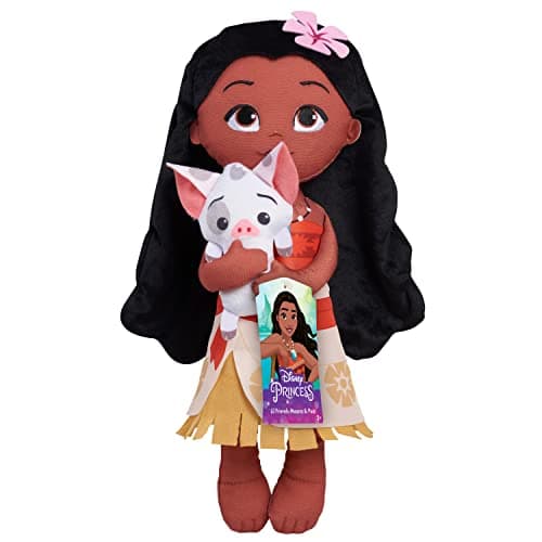 Disney Princess Lil' Friends Plushie Moana & Pua 14-inch Plushie Doll, Kids Toys for Ages 3 Up by Just Play - Image 1
