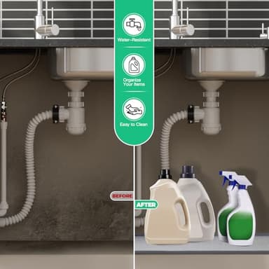 TRZZ Silicone Waterproof Under Sink Mat 34" x 22", Drip Tray and Cabinet Liner for Kitchen and Bathroom, Prevents Water Damage and Organizes Cabinets (Grey) - Image 4