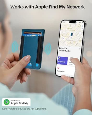 ExtreLife for Magsafe Wallet, Works with Apple Find My, Magnetic Wallet for iPhone 17/16/15/14/13/12 Series, 8-Card Holder, Adjustable Stand, RFID Blocking, Blue - Image 2