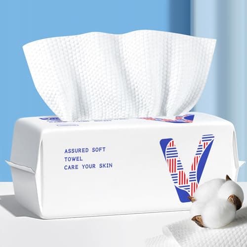 vuacepe Face Towels Disposable Cotton Facial Towels, 100 Count Biodegradable Soft Dry Facial Tissue, Drying Tissue for Skin Care, Makeup Remover, Disposable Face Cloths for Washing - Image 1