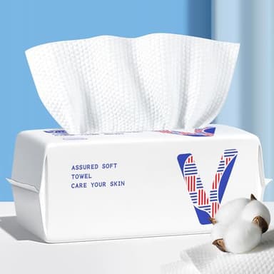 vuacepe Face Towels Disposable Cotton Facial Towels, 100 Count Biodegradable Soft Dry Facial Tissue, Drying Tissue for Skin Care, Makeup Remover, Disposable Face Cloths for Washing - Image 1