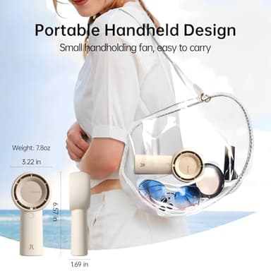 JISULIFE Handheld Portable Turbo Fan [16H Max Cooling Time], 4000mAh USB Rechargeable Personal Battery Operated Mini Small Pocket Fan with 5 Speeds for Travel/Outdoor/Vacation/Concerts - Brown - Image 5