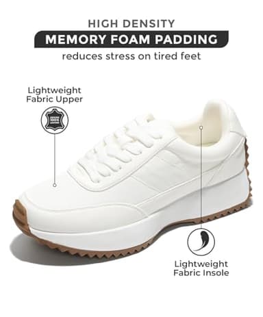 Project Cloud Womens Sneakers - Memory Foam Insole and Lightweight Spring Shoes - Non-Slip Lace Up Trendy Shoes - Fashion Sneakers for Women 2025 (Serena, Cream, 8) - Image 2