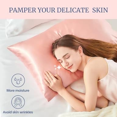 BEDELITE Satin Pillowcase for Hair and Skin, Super Soft and Cooling Similar to Silk Pillow Cases 2 Pack with Envelope Closure, Gift for Women Men(20"x26" Standard Size, Coral) - Image 3