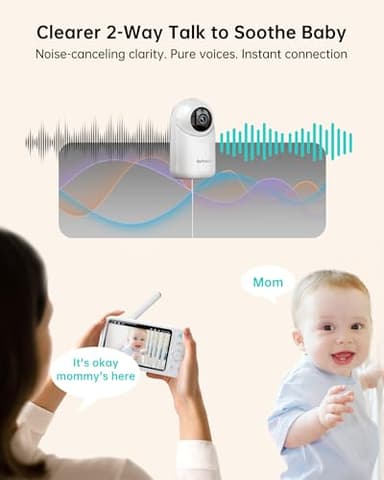 Jartoo 2K Video Baby Monitor with 2 Cameras and Audio, Long Range Baby Monitor No WiFi, 5.5" Split Display, VOX - AI Cry Detect, ANR, IR Night Vision, 2-Way Audio, 6000mAh - Image 5