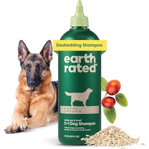 Earth Rated 3-in-1 Deshedding Dog Shampoo and Conditioner, Deodorizing Oatmeal Shampoos for Dogs and Puppies, Great for Smelly Pets, White Tea and Basil Scent, 16 oz - Image 1