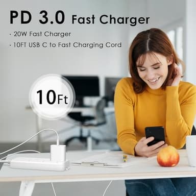 Phone 14 13 12 Fast Charger [MFi Certified] 10FT Type C Charger 2 Pack 20W USB C Charging Block with Fast Charging Cable for Phone 14/14 Pro/13/13Pro Max/12/12 Pro Max/11/XS/XR/X/8Plus - Image 6