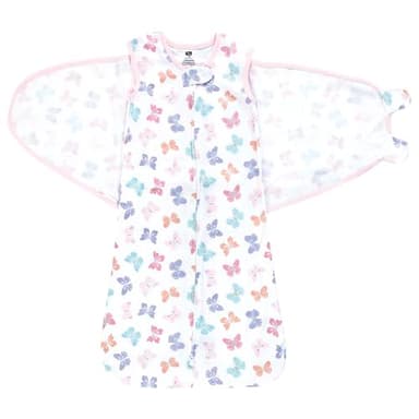Hudson Baby Infant Girl Convertible Swaddle Sleep Sack, Pastel Butterfly, 3-9 Months - Image 3