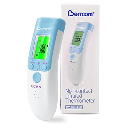 Berrcom Forehead Thermometer for Adults and Kids, Non-Contact Infrared Digital Thermometers for Fever, Room, and Object, Touchless Temperature Gun with Fever Alert - Image 1