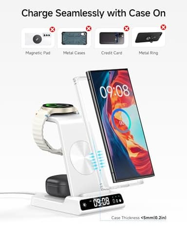 Wireless Charger for Samsung, 3 in 1 Wireless Charging Station for Samsung Galaxy S25 Ultra/S24 Ultra/S23/S22/Note 20/Z Flip 6/Fold 6, Charger for Samsung Galaxy Watch Ultra/8/7/6, Galaxy Buds 3/3 Pro - Image 6